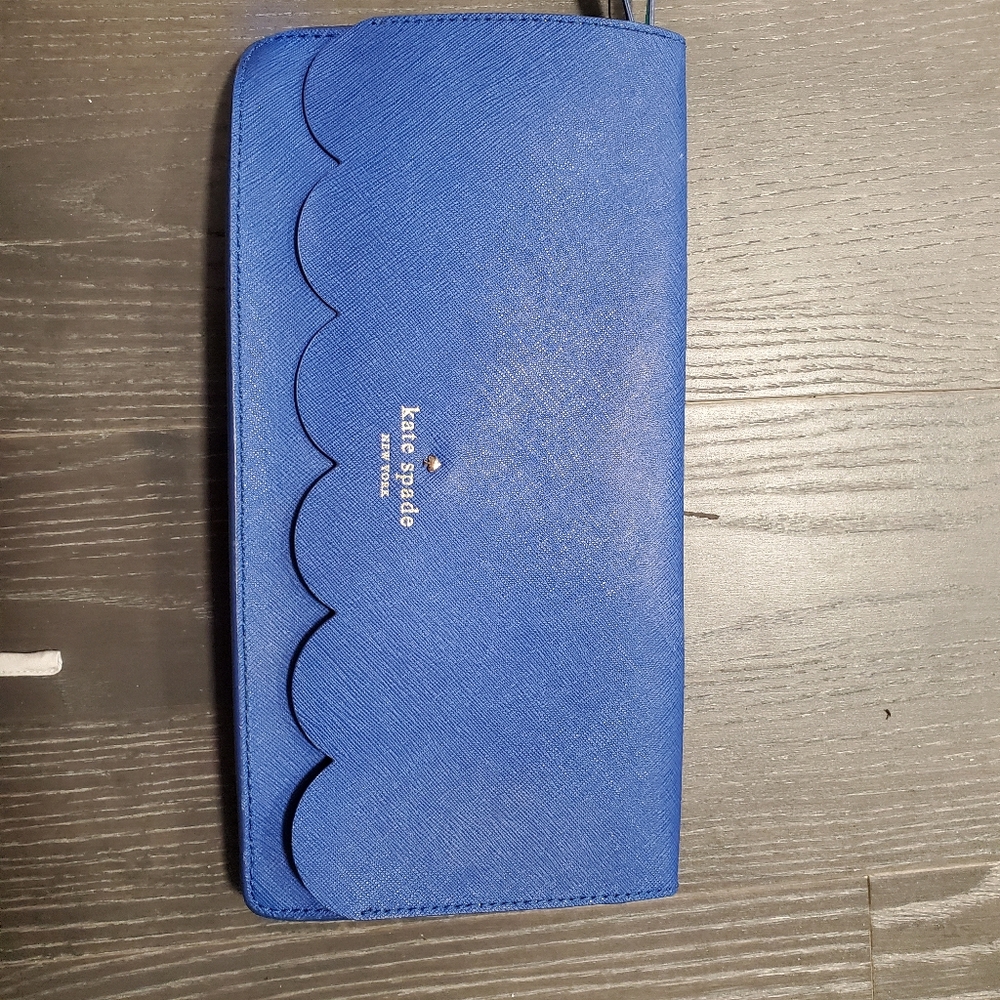 Kate Spade clutch with wrist loop bright royal blue with turquoise interior